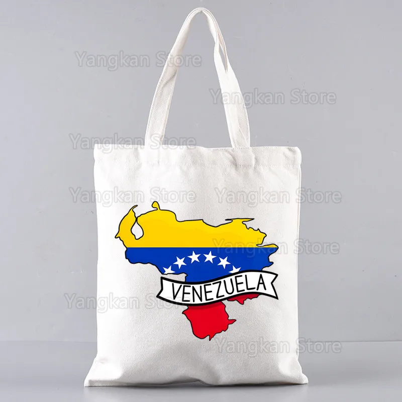 Venezuela gráfico dos desenhos animados impresso lona bolsa de ombro feminino harajuku engraçado grande capacidade eco ambiental shopper saco