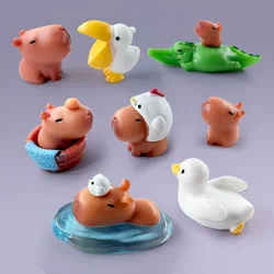 10Pcs Capybara Crocodile Duck Figurine Animal Model DIY Home Decor Miniature Fairy Garden Decoration Accessories Modern Figure