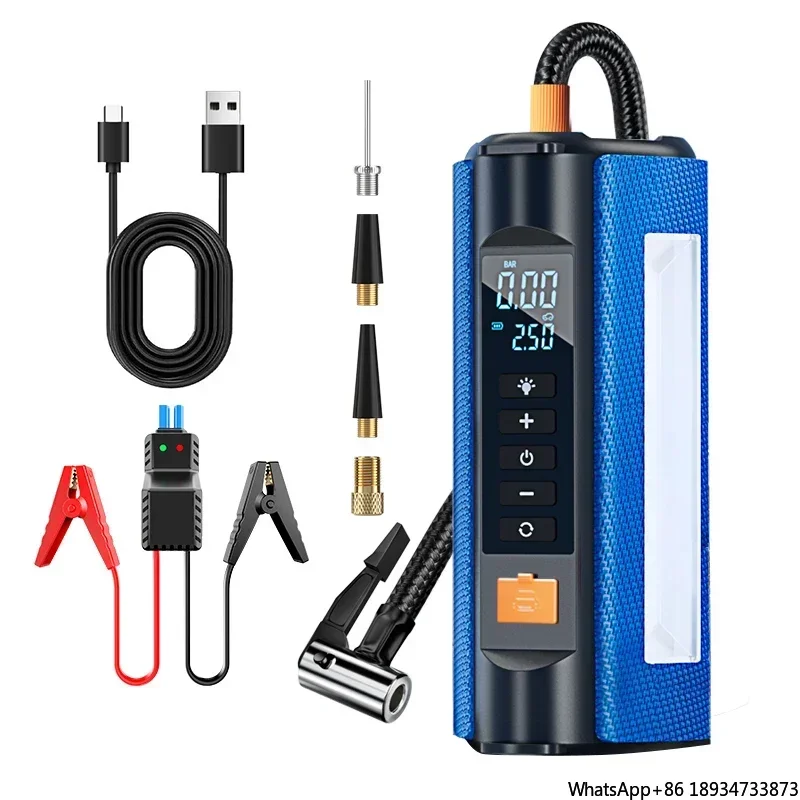 New Cheap 6000mAh Jump Starter Tire Inflator Newest 150PSI Rechargeable Air Compressor 12V Cable USB Charging Line Auto Stop