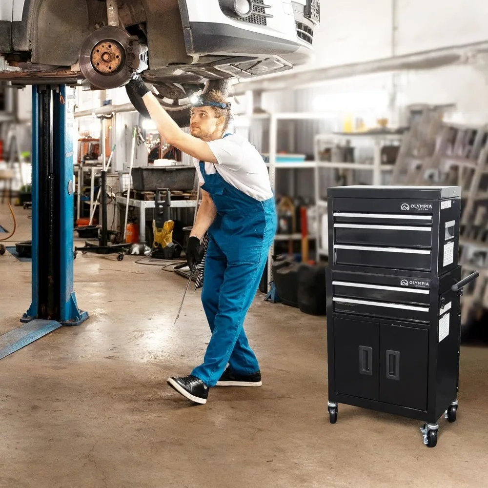 Rolling Tool Chest with Drawers - 5-Drawer Tool Chest Cabinet on Wheels Locking Storage Cabinets Garage