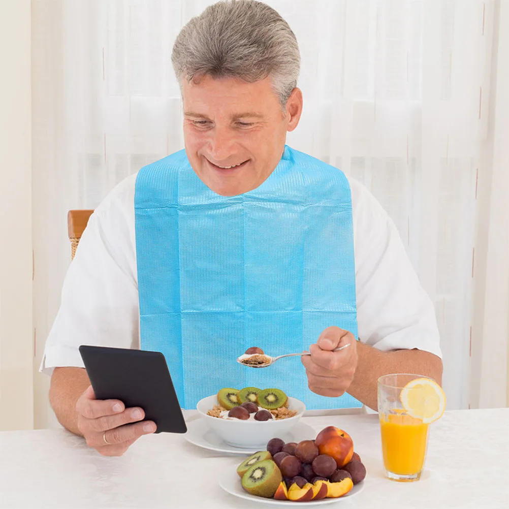 

60Pcs Disposable Waterproof Bibs for Elderly Oil-Proof Feeding Nursing Supplies Lightweight Portable PVC
