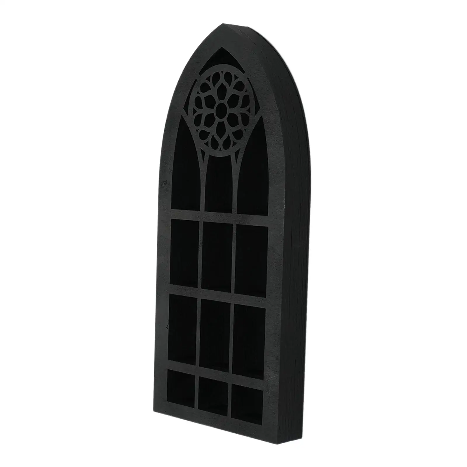 Wall Display Shelf Modern Church Window Design 9 Slot Black Wall Mounted Display