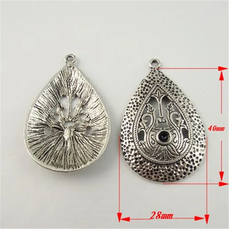 15PCS Antique Silver Color Tone Alloy Teardrop Pendant Charms Earring Jewelry Findings Accessory