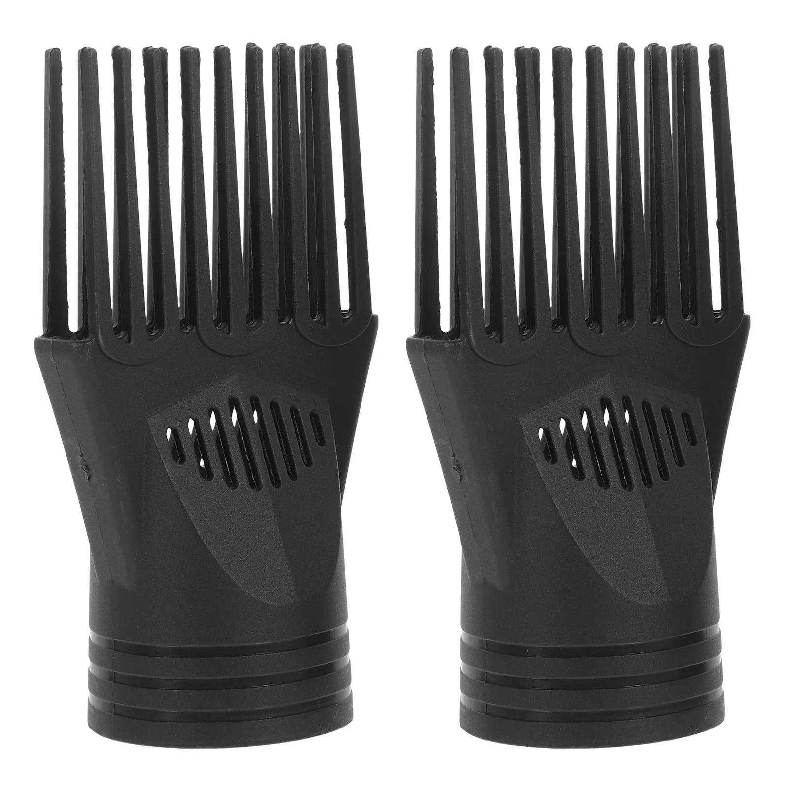2pcs Blow Dryer Comb Attachment Black Durable Compatible Most Hair Dryers Uniform Heat Dissipation Concentrated Wind