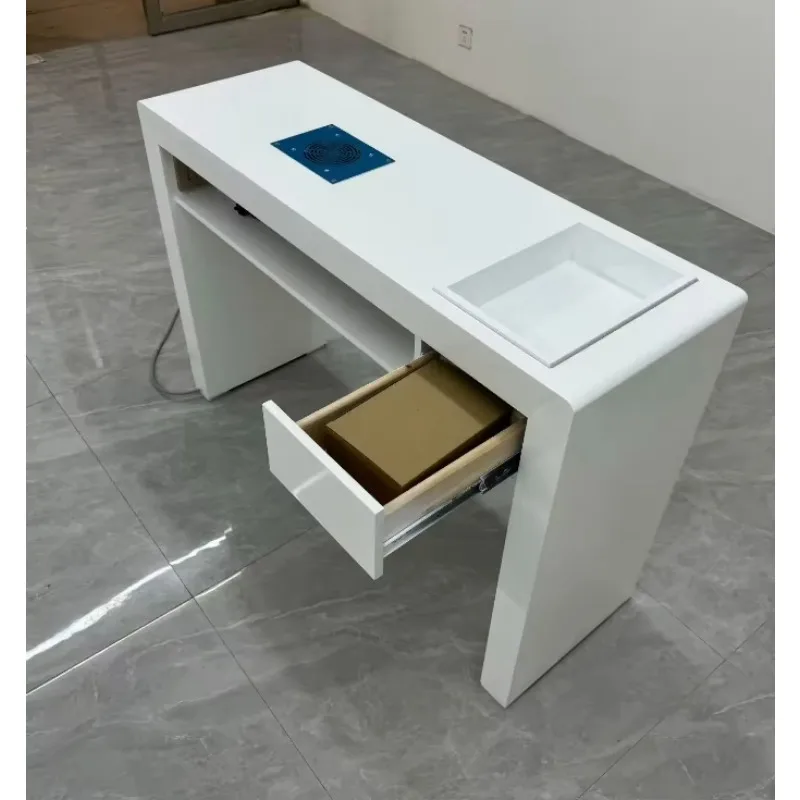 Hot Sale Nail Salon Desk Furniture Wooden Top Nail Table Modern Double Seat