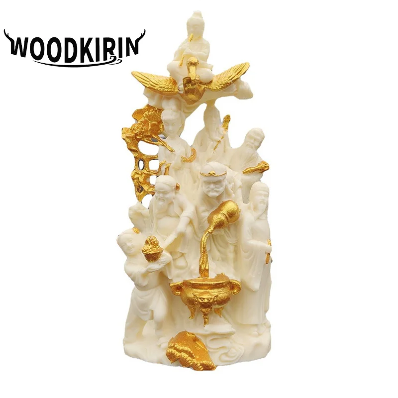 Chinese myth Characters Eight Immortals Crossing the Sea Decorative Statue Resin Art Sculpture Home Room Office Decorations