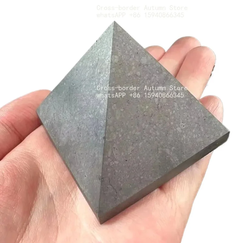 Natural Shungite Pyramid Energy Crystal Tower Healing Stone Meditation Yoga Home Feng Shui Ornament
