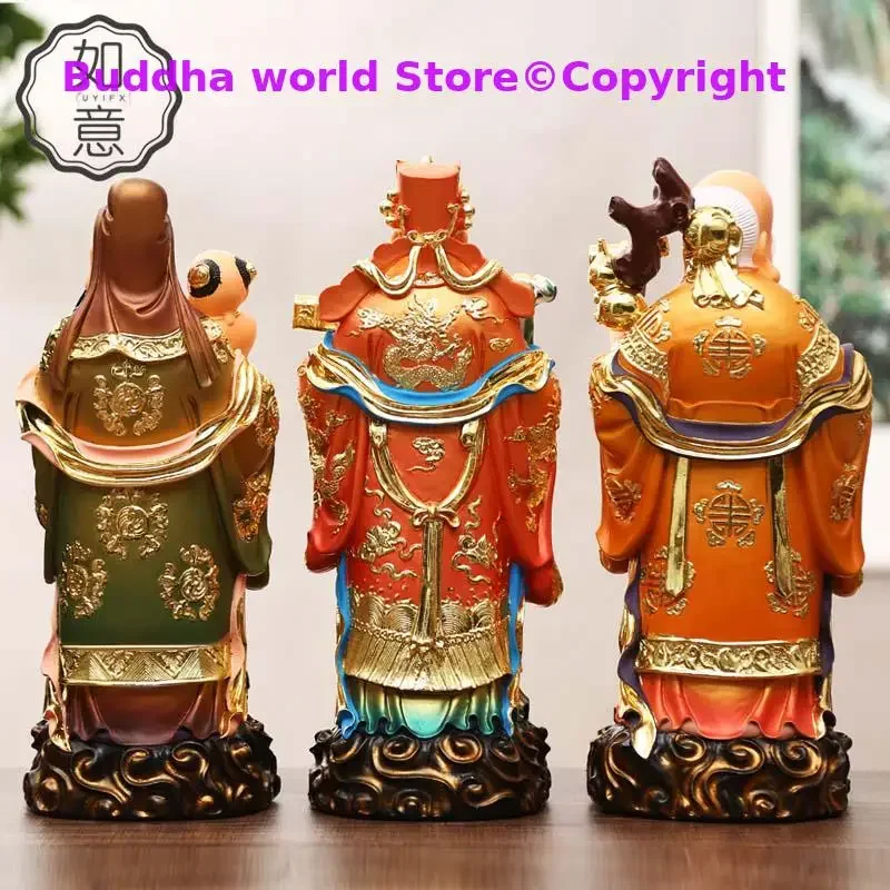 A SET 3PCS # 38cm large Southeast Asia HOME SHOP efficacious Fu Lu Shou Gods bless FENG SHUI statue Good luck safe health money