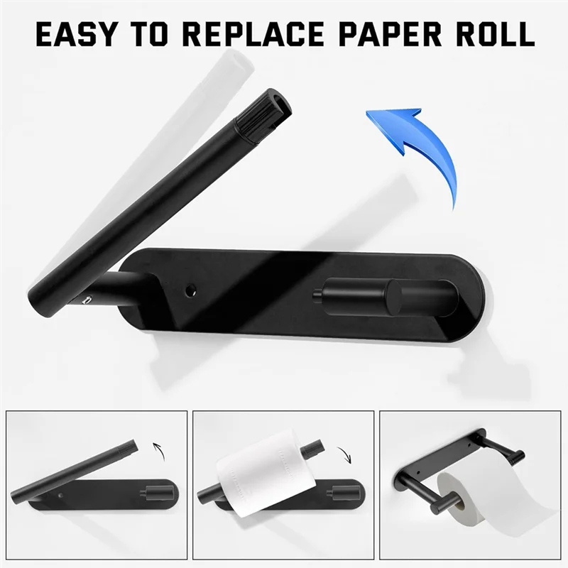 

Черный держатель для туалетной бумаги - рулон туалетной бумаги из нержавеющей стали, настенный держатель для бумаги, вешалки для полотенец для ванной комнаты-B61B