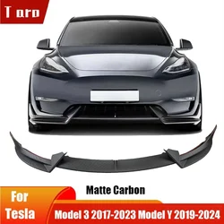 Zestaw przedniego zderzaka z matowego włókna węglowego do Tesla Model 3 2017-2023 Model Y 2024 Sedan Body Spoiler Splitter Kit