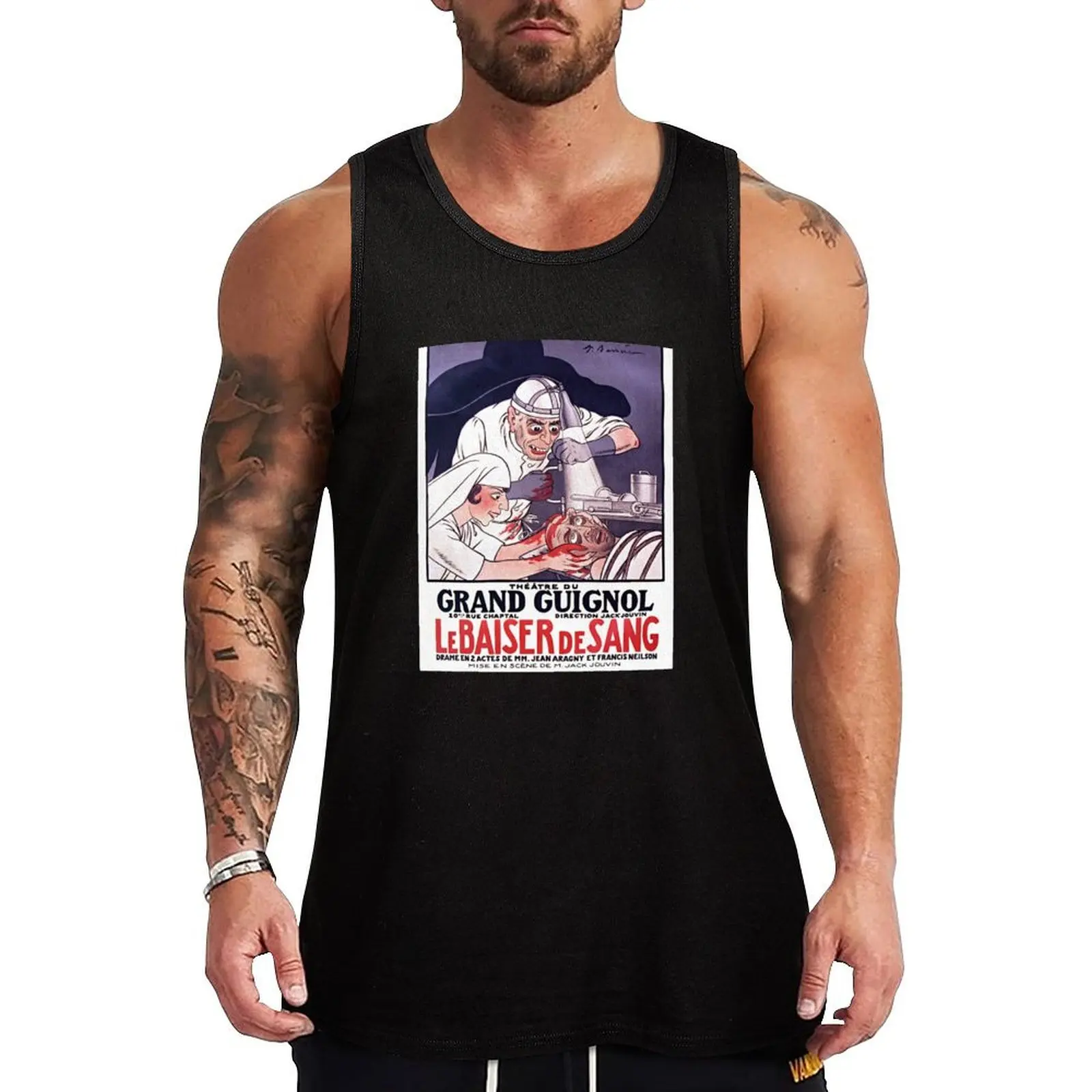 Théatre du Grand Guignol de Paris. Le Baiser de Sang Tank Top vest men bodybuilding men clothes t-shirts for Men's gym gym