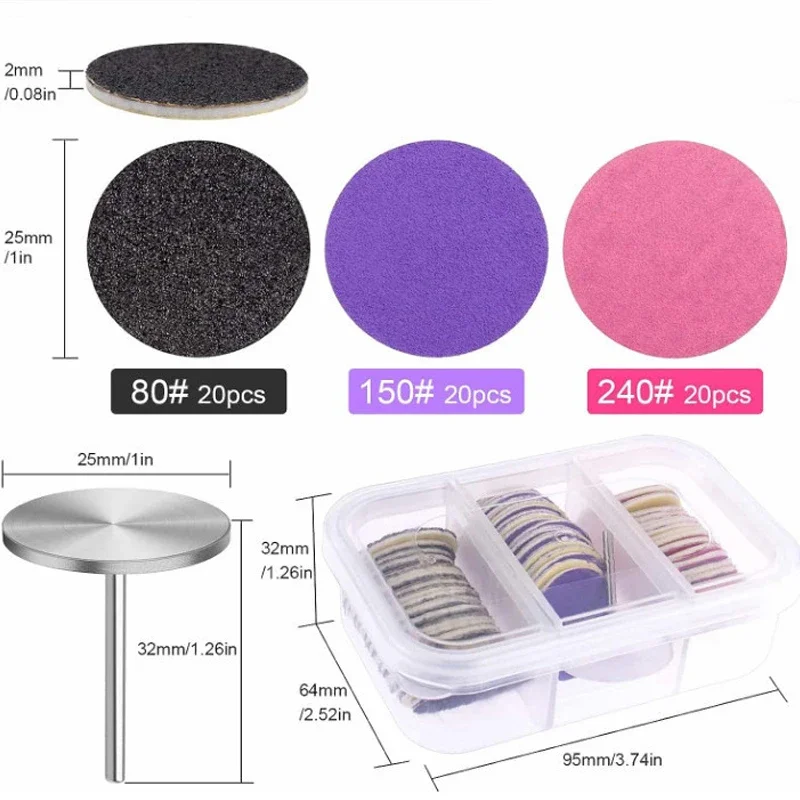25MM Replaceable Sanding Paper with Disc Foot Dead Skin Sandpaper Cuticle Calluses Remover Nail File Pedicure Care Manicure Tool