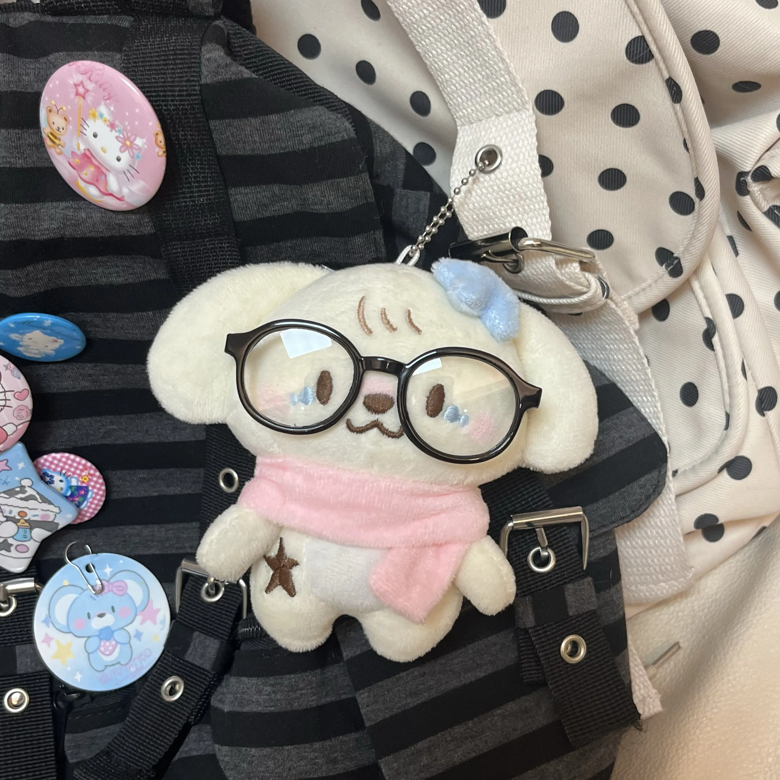 Kawaii Puppy Plush Keychain ,squishy Puffy Soft Dog Bag Widget ,Gentle Healing Y2K Girl Aesthetic Pendant Gift for Women Girls