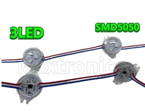 WS2811 Guscio trasparente D30mm Moduli pixel LED diffusi DC12V 3 LED 5050 RGB LED String Light IP68 0,72 W/PCS Colore pieno 200 pezzi
