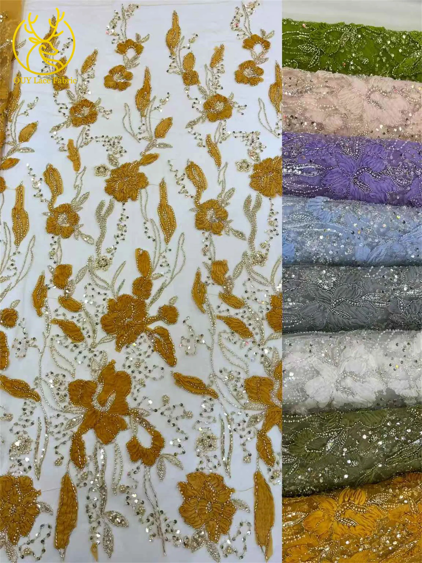 الفرنسية اليدوية تول أقمشة الدانتيل 2025 جودة عالية ثلاثية الأبعاد الأزهار التطريز الأفريقي حبة مزين أقمشة الدانتيل لفساتين السيدات