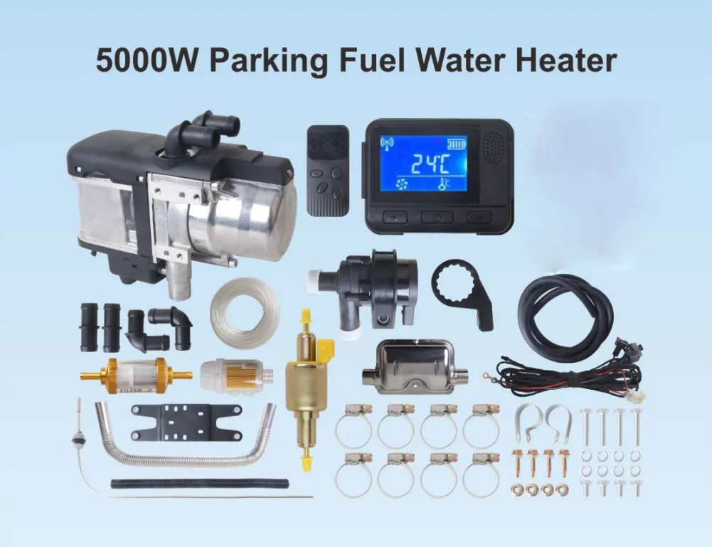 5KW 12V Diesel-Standheizung mit Fernbedienung, Kühlmittelheizung für LKW, Wohnmobile und Anhänger - Kraftstoff-Wasserheizung für Motoren – Detail 2