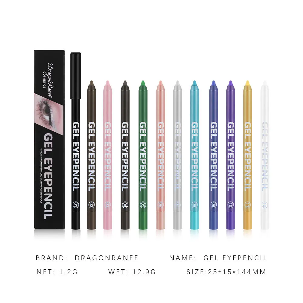 Multifunctionele 10-kleuren eyelinerpotlood Mat Langdurig gekleurd wenkbrauwpotlood Parel Transpiratie Eyeliner Pen Dames Cosmetisch