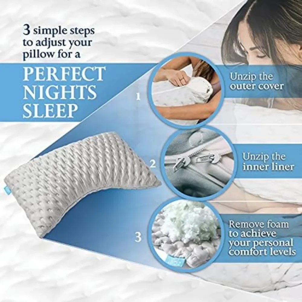 Adjustable Memory Foam King Size Bed Pillows for Sleeping - Side, Back or Stomach Sleeper Pillow for Neck and Shoulder Pain