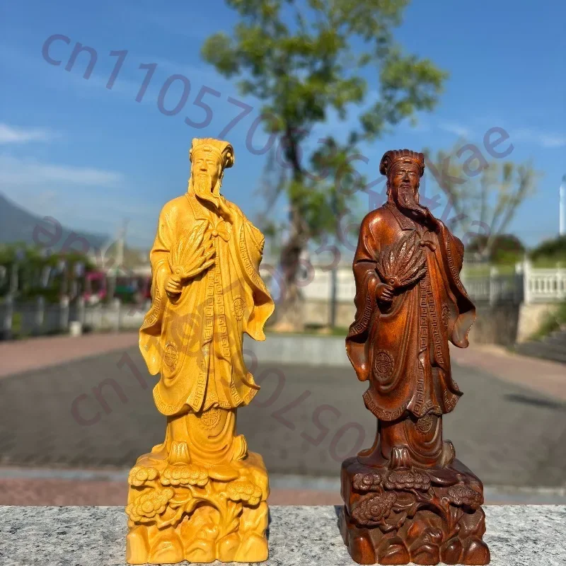 Hand-Carved Boxwood Kongming Zhuge Liang Statue - 7.09