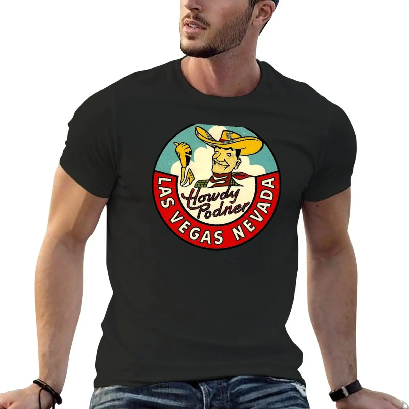 Las Vegas Vic Vintage Travel Decal T-Shirt Blouse graphics shirts graphic plain black t shirts men