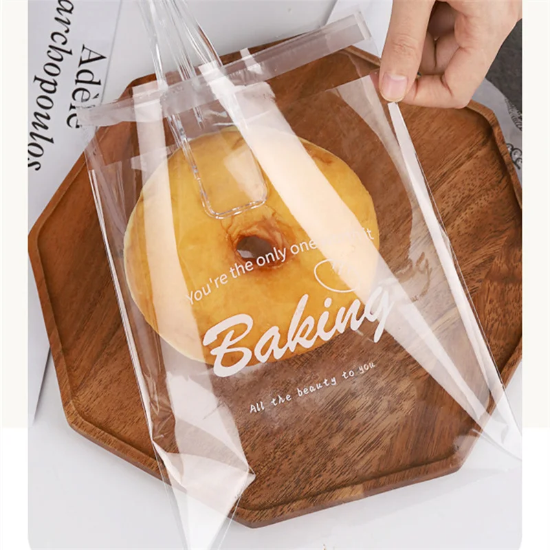 LBSISI Life 100pcs Bread Packaging Bag Toast Self-adhesive Bags Baking Donut Biscuit Separate Small Transparent Plastic Bag