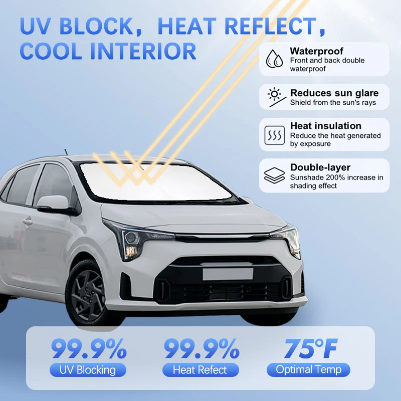 Car Windshield Sun Shade For KIA Picanto import Niro Optima Sunshade Sun Visor Protector Blocks UV Rays Summer Car Accessories