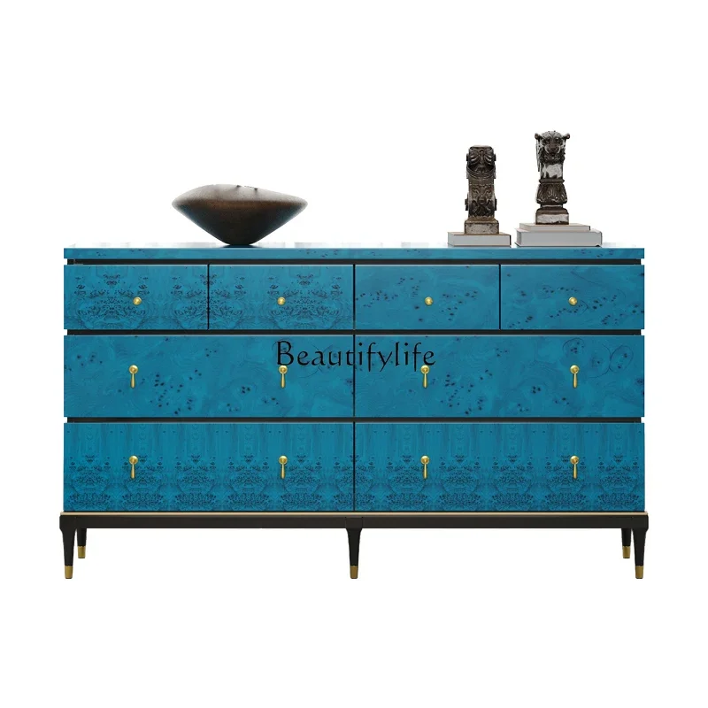 

ls 27 Light luxury high bedroom bed end solid wood TV cabinet size apartment storage drawer cabinet