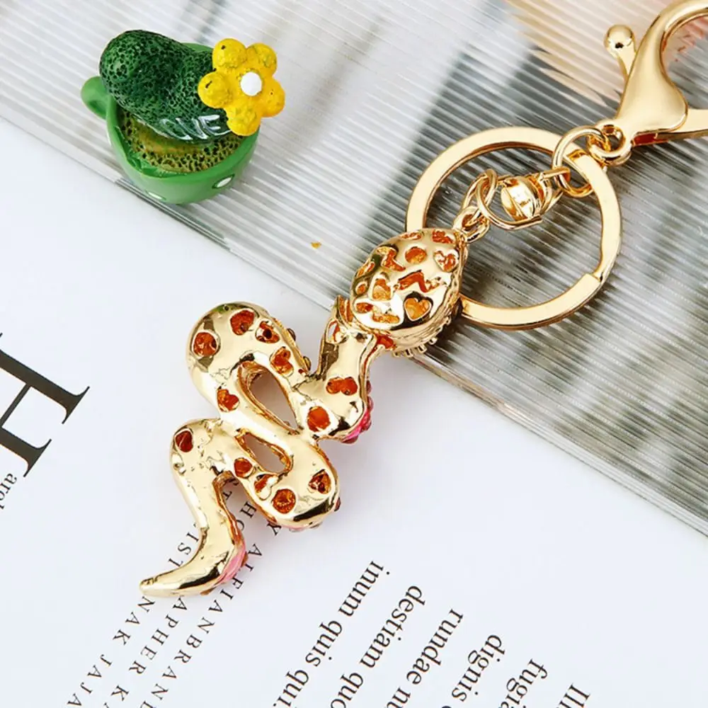 Fortune Rhinestone Snake Keychain Colorful Chinese Style Women's Bag Pendant Trinket Collection Snake Lucky Pendant