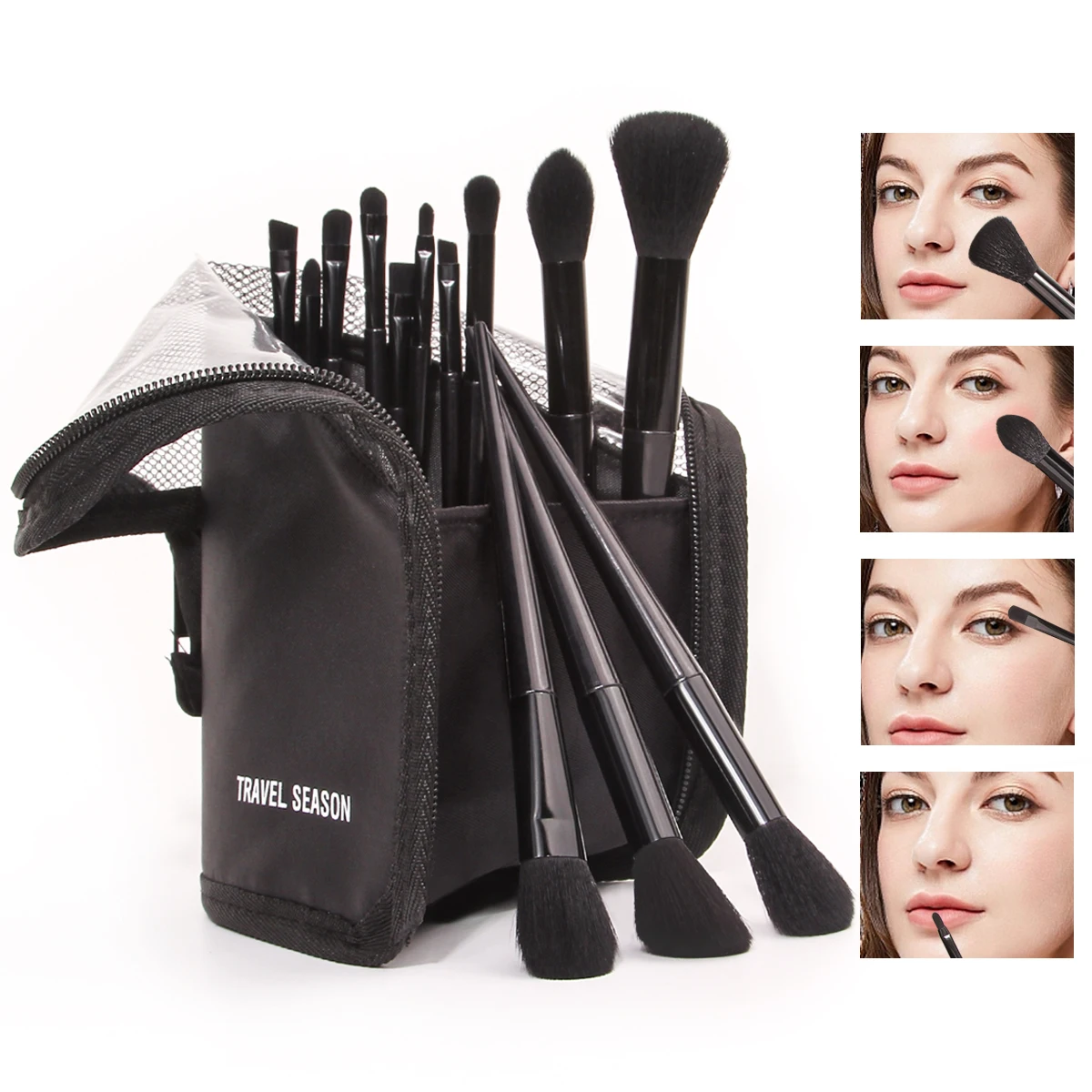 14PCS Low Price Makeup Brush Set With Makeup Brush Pouch Cosmetic Brushes With Fashion Makeup Brush Bag