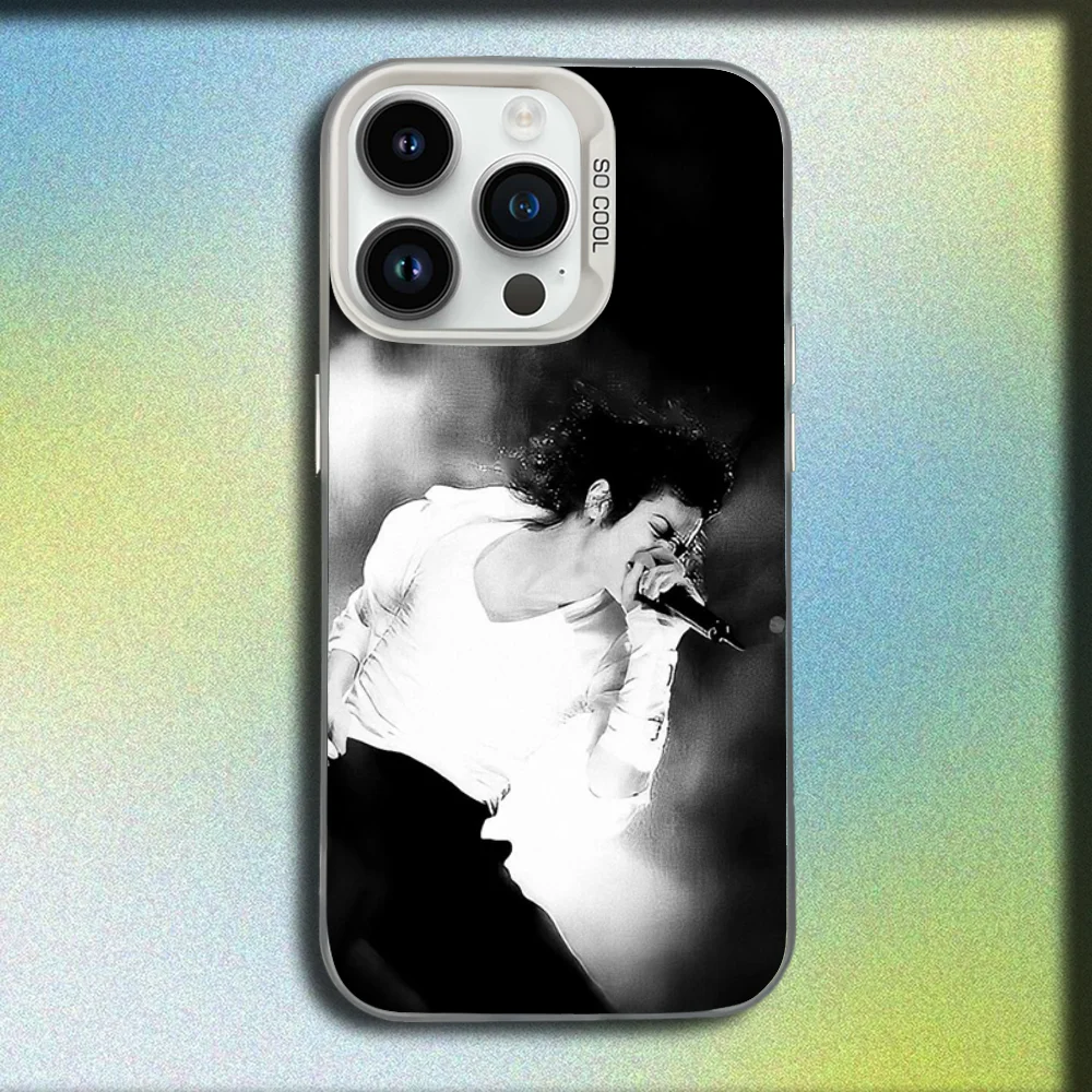 Casing Ponsel Penyanyi Michael J-Jackson untuk iPhone 16,15,14,13,12,11,Mini,Pro,SE,MAX Penutup Tahan Benturan Matte Putih