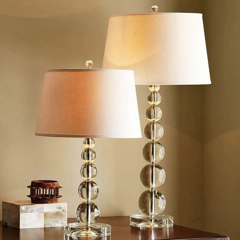 Luxury FabricTable Lamp Crystal Glass Ball Lamp Living Room Creative Bubble Bedroom Side Nordic Art Reading Table Lamp