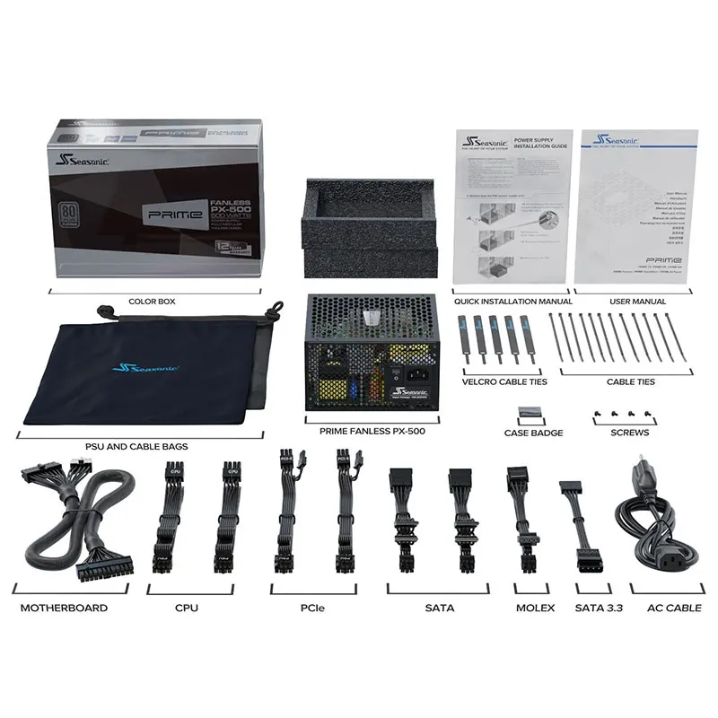 Imagem -06 - Fanless Power Supply Titanium Full Model 500w Non-fan Power Supply 80plus Seasonic-px500