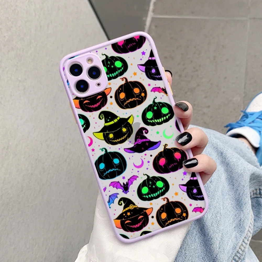 Halloween Phone Case for iPhone 14 11 12 13 Mini Pro Max 8 7 Plus X XR XS MAX Translucent Matte Cover