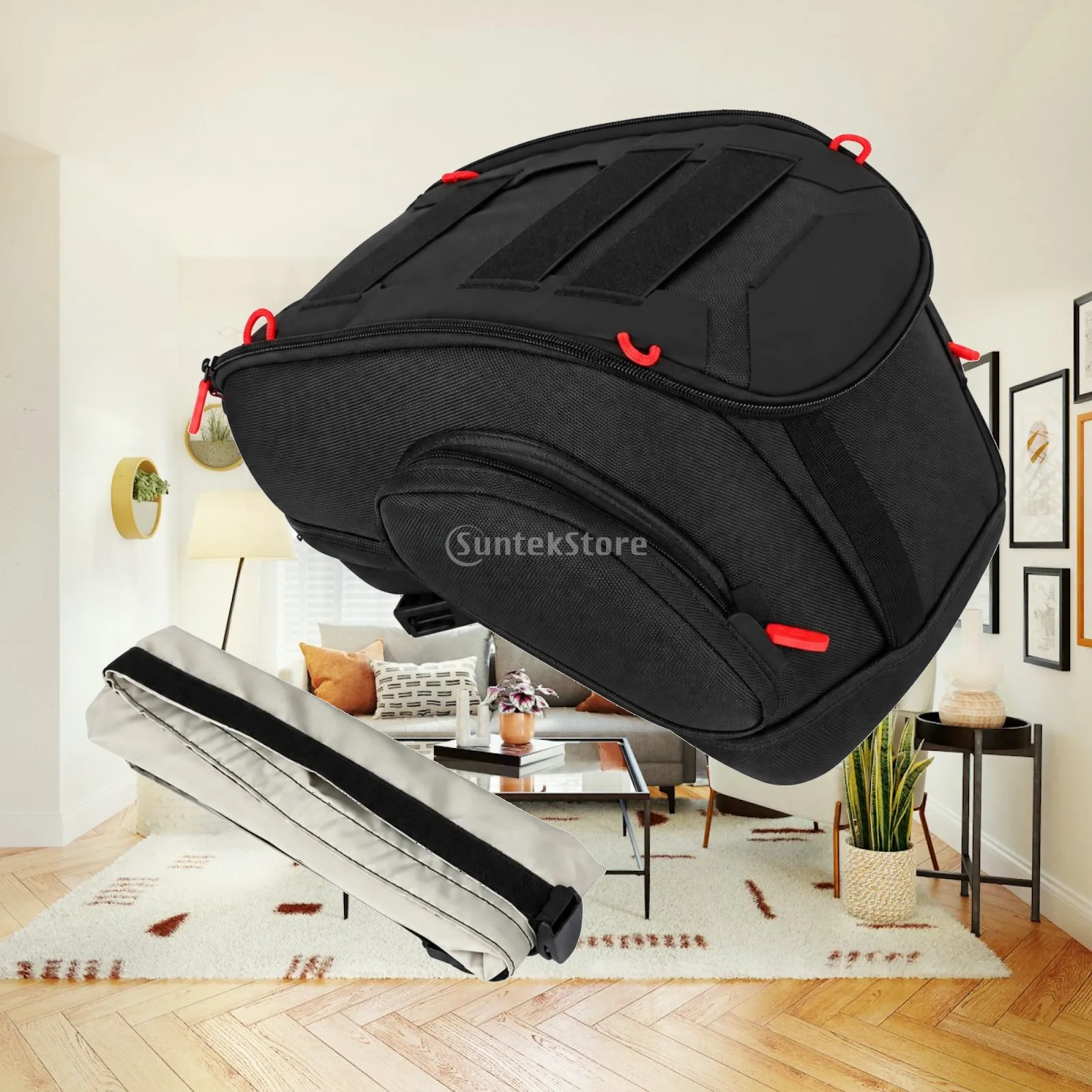 Motorcycle Tank Bag with Waterproof Cover Structured Motorcycle Tank Bag Weatherproof Long-Lasting for Touring Riders, Day Rides