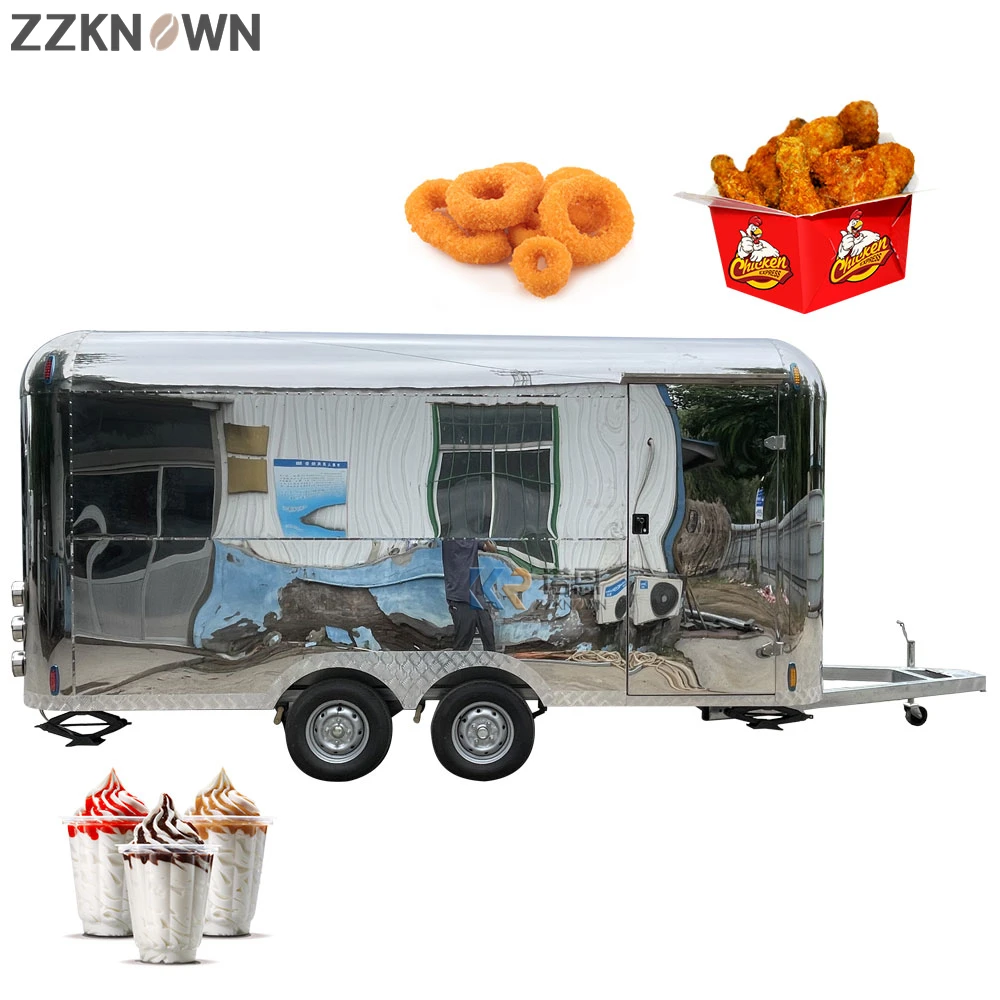 OEM Luxury Multifunction Sale Vending Food Truck Big Mobile Food Trailer For Street Kiosk Airstream Style Food Trailer