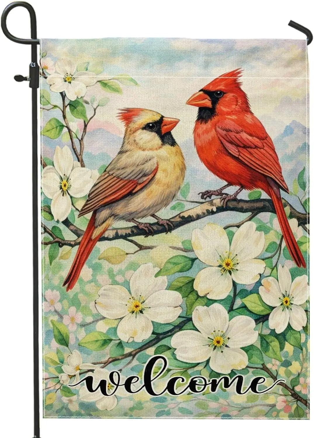 Cardinal Garden Flag, Spring Nature Branch Dogwood Spring Red Double Sided Burlap Small Garden Yard Flag for Outdoor Patio L ZZM