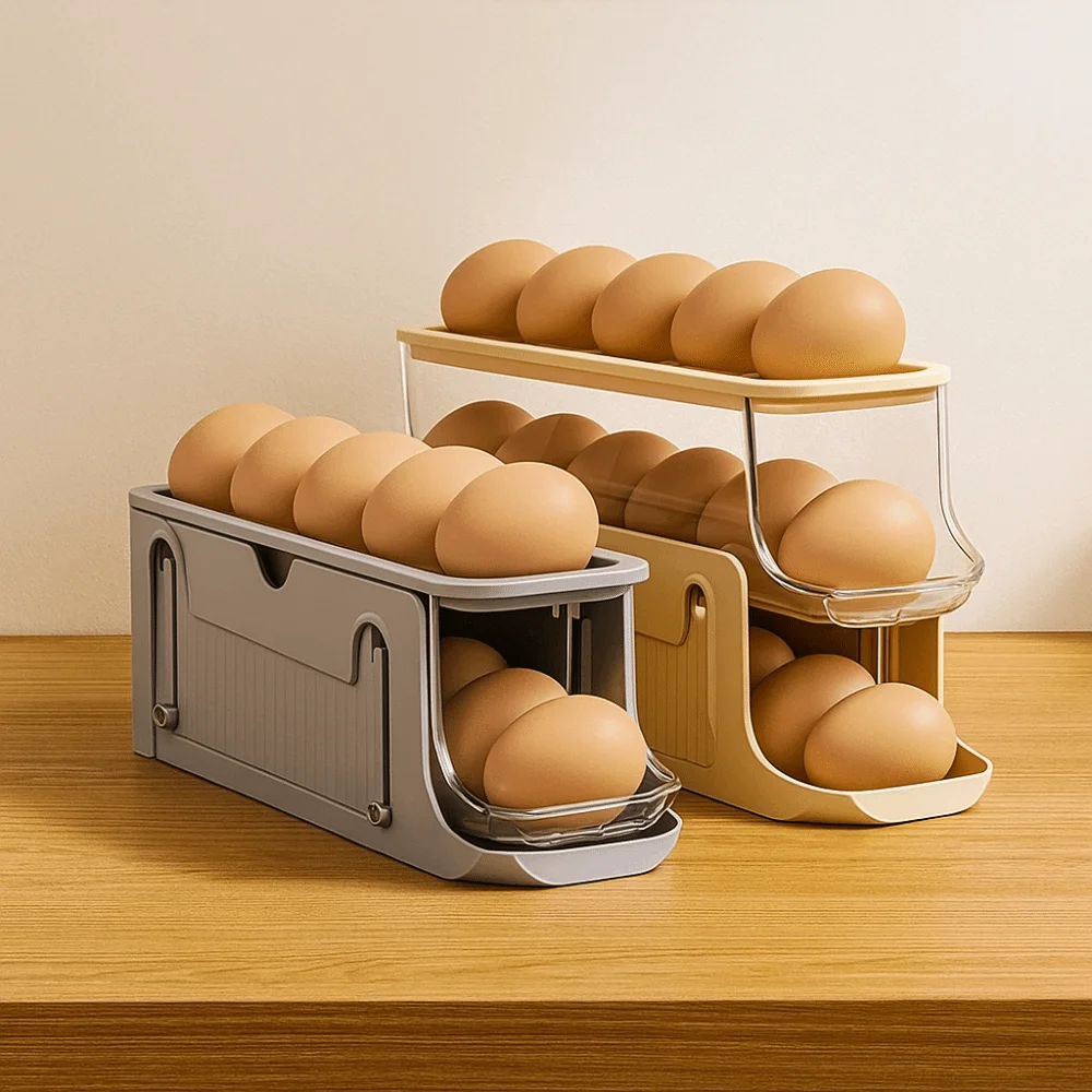 

Organizer Removable Automatic Rolling Egg Tray Stacking Holds 17 Eggs Egg Holder Slide Refrigerator Egg Holder Dining Table