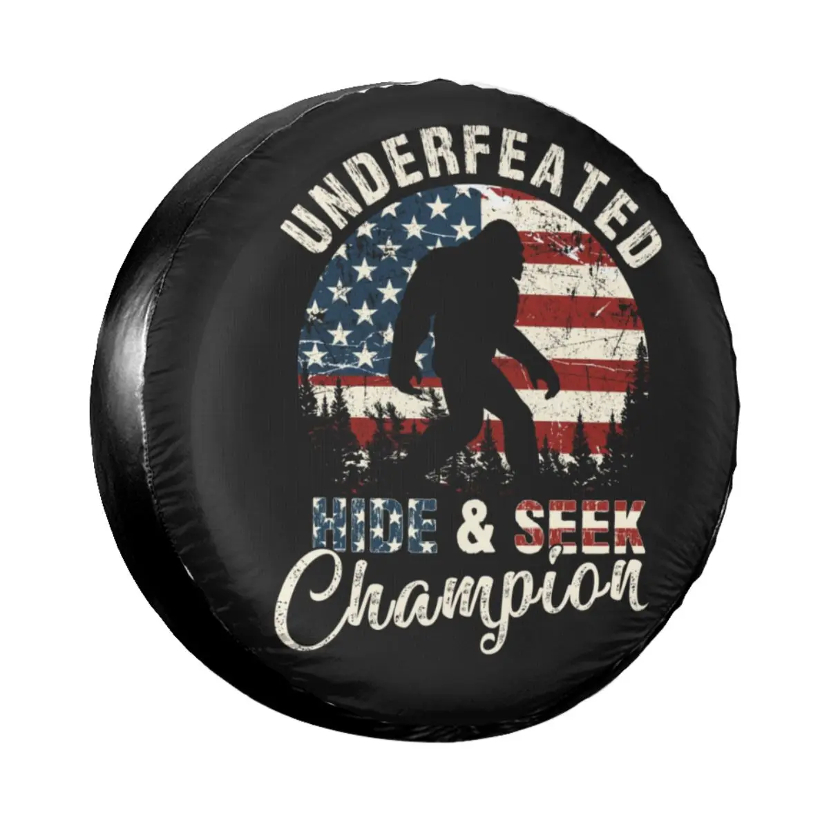 Hide And Seek Spare Wheel Tire Cover Case Bag for Jeep Honda Funny Bigfoot American Flag Vehicle Accessories 14