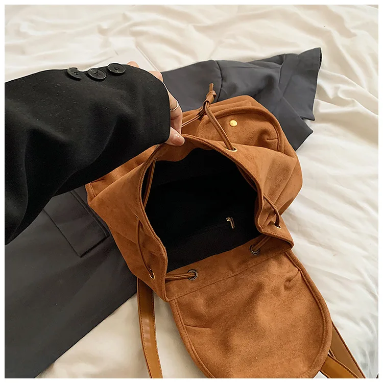 Vintage Faux suede Women Backpack Small Designer Female Backbags Ladies High Quality Shoulder Bag for Girls bagpack bolsas