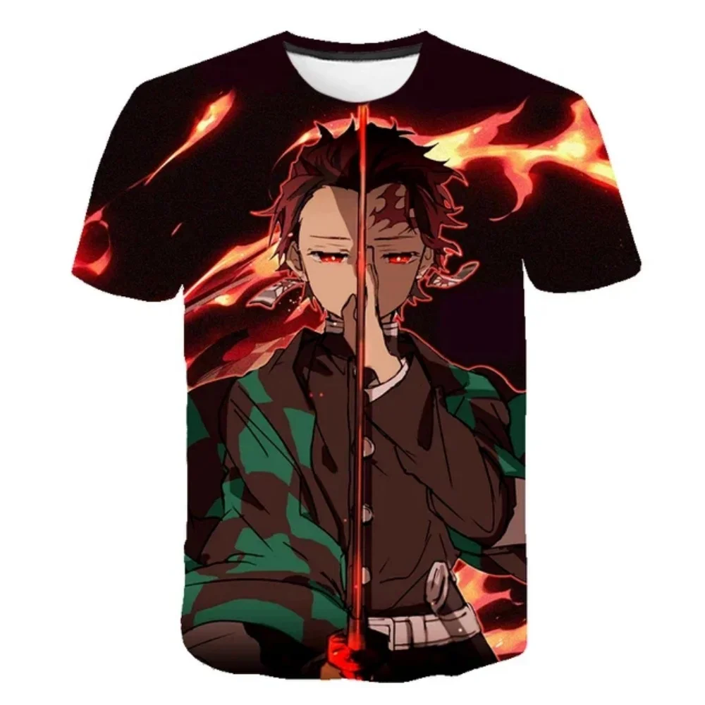 

2025 Men's Summer Fashion New Demon Slayer T-shirt 3D Printed Top T-shirt Loose Breathable Round Neck Short Sleeve T-shirt Child