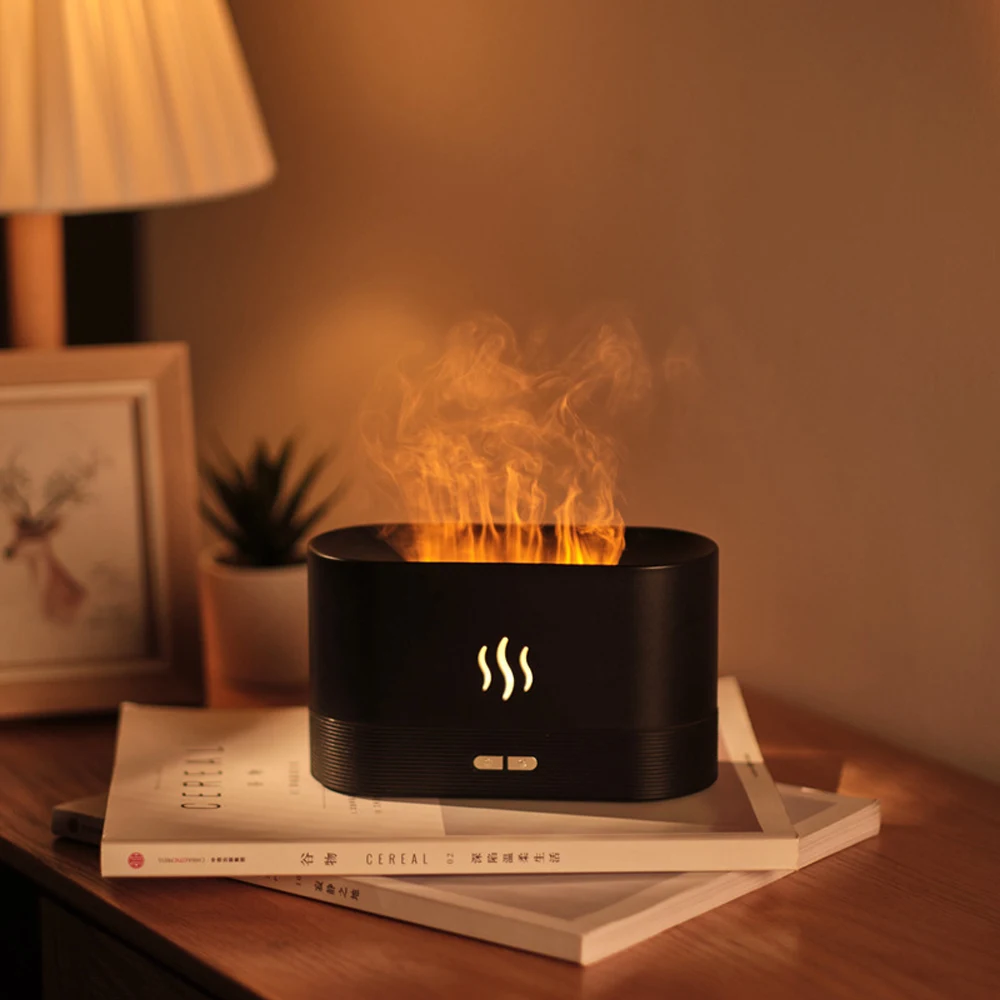 2022 New Aroma Diffuser Air Aroma Machine Mini Humidifier Night Light Essential Oil Flame LED Lamps Ultrasonic Cool Mist Machine