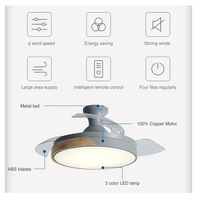 Imagem -05 - Lâmpadas Led Invisible Fan Luz Pingente Moderna e Minimalista Doméstica Quarto e Sala de Estar Jantar e Estudo 36 Pol 42in