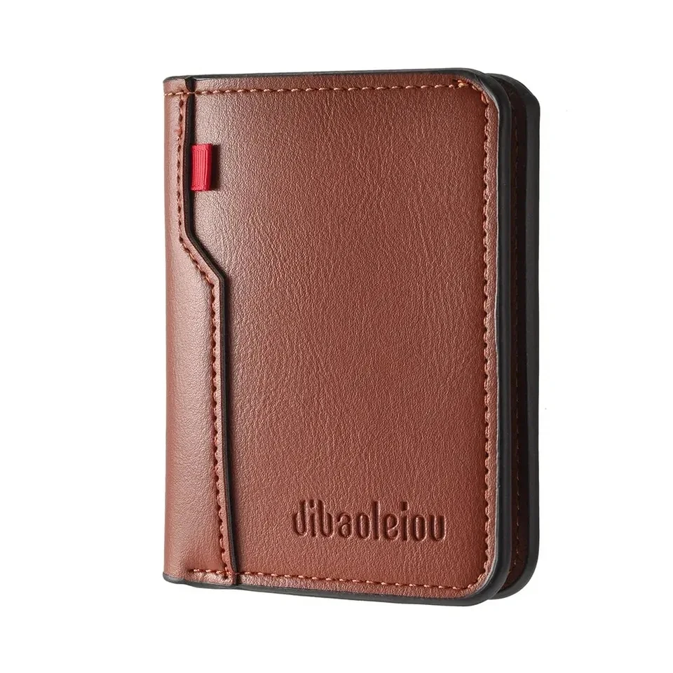 1 pezzo nuovo mini portafoglio porta carte di credito in morbida pelle PU ultrasottile portafoglio da uomo verticale corto di alta qualità