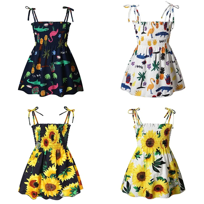 Summer Kids Girl Dress Floral Print Sleeveless Girls Dresses Sweet Toddlers Sundress Slip Dress Fashion Children Clothing