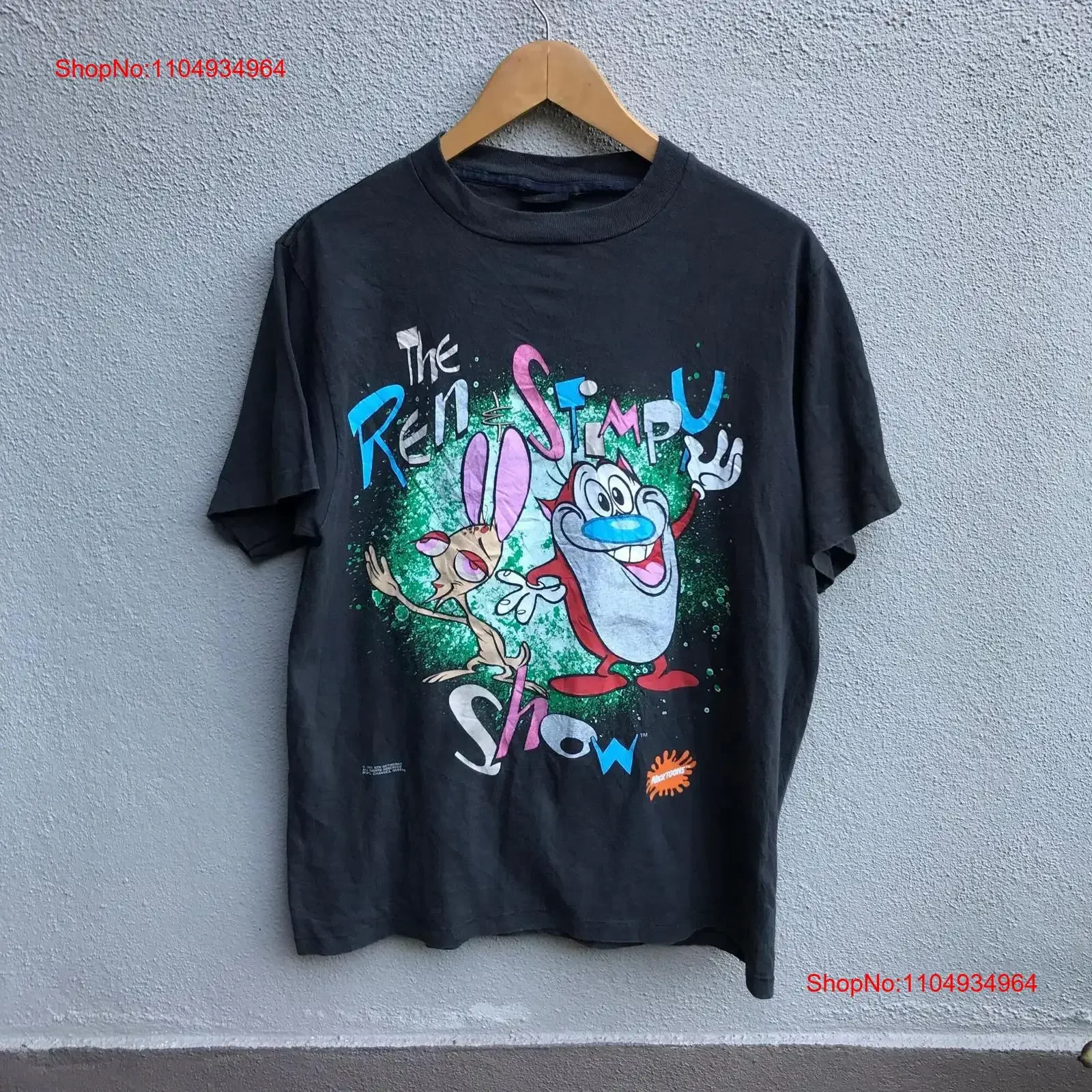 

Винтажная футболка 90-х годов REN AND STIMPY с героями мультфильмов, винтажная стираная унисекс, мягкая уличная одежда с графикой, дышащая дизайнерская одежда, модная мужская одежда