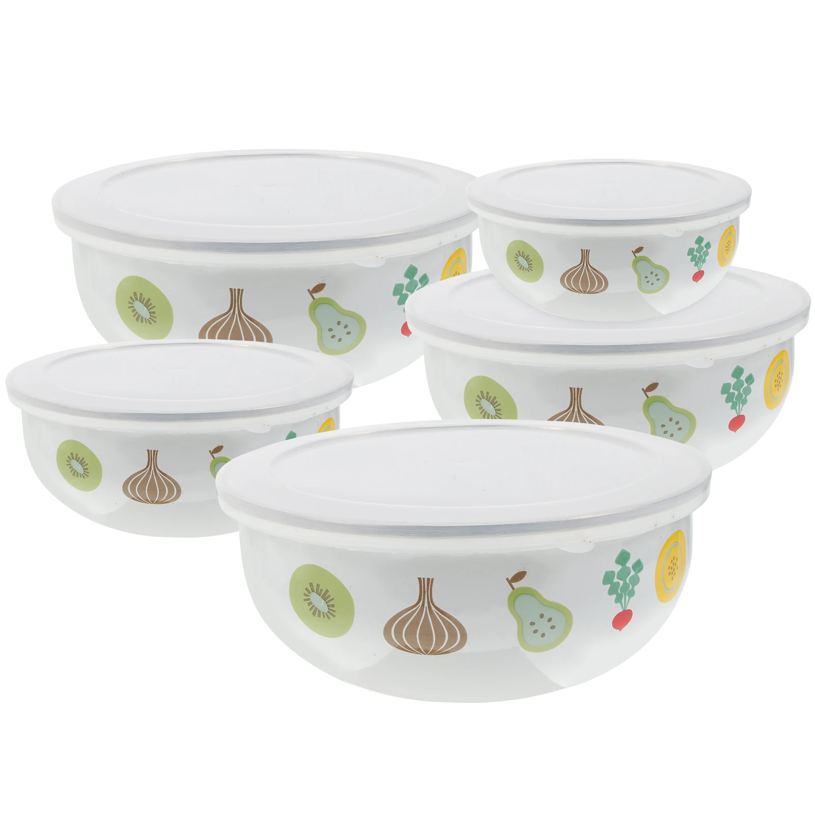 

Enamel Preservation 1 Set Deep Bowls Lids Salad Fruit Instant Kitchenware Enamelware Food Bowls Household Soup Mixing