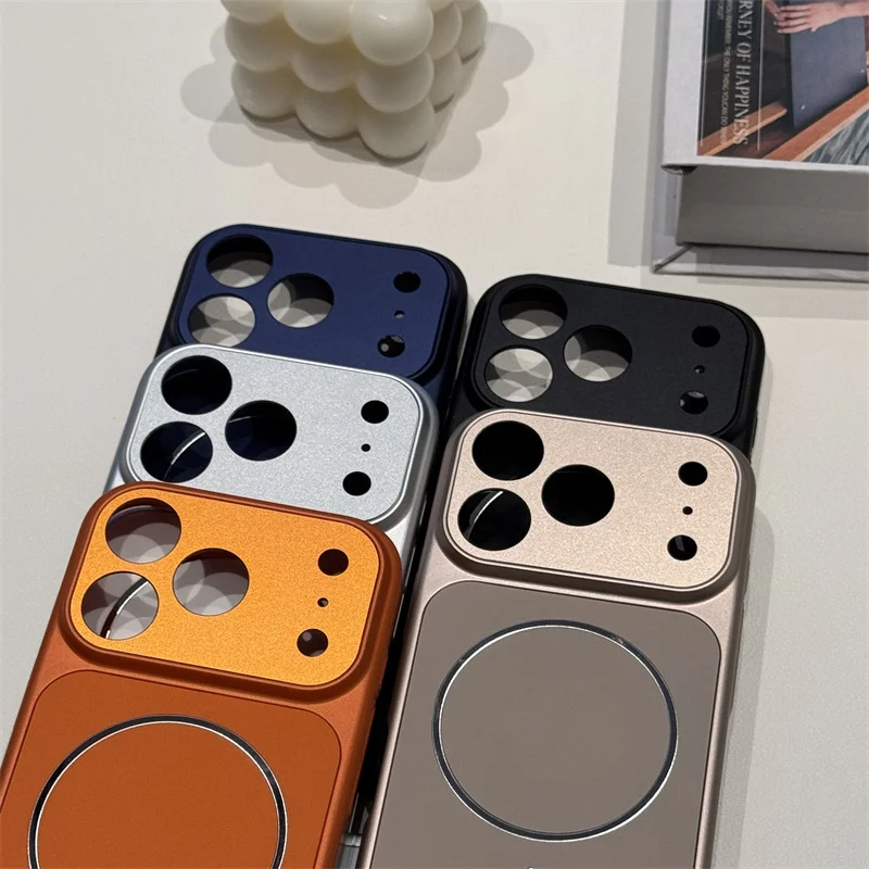 الفاخرة سيليكون اللوحة الخلفية المعدنية حافظة هاتف مزودة بكاميرا آيفون 17 برو ماكس الهواء 16 15 14 13 ل Magsafe الغطاء الواقي المغناطيسي