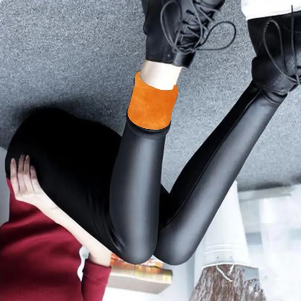 Velvet Lining Faux Leather Leggings Women Leggings Autumn And Winter Wearable Tight Pants Sexy Hip Lift Leather Long Pants