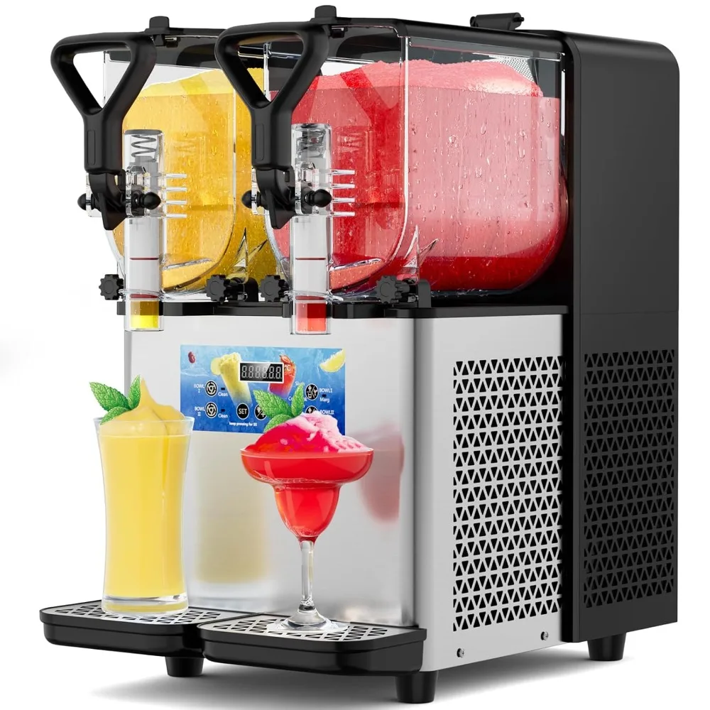 

A frozen beverage machine with LED lights, fast cooling, 6L 110V automatic cleaning snow mud machine