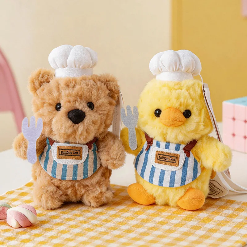 

13cm Cute Chef Animal Plush Pendant Toy Adorable Stuffed Bear Elephant Penguin Soft Chicken Sheep Doll Perfect Gift for Kids